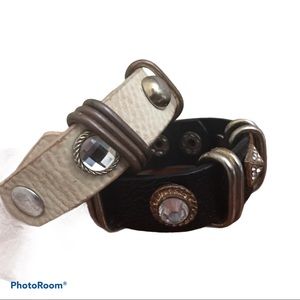 EUC Che Bella 2 Leather Bracelets / Black & Cream